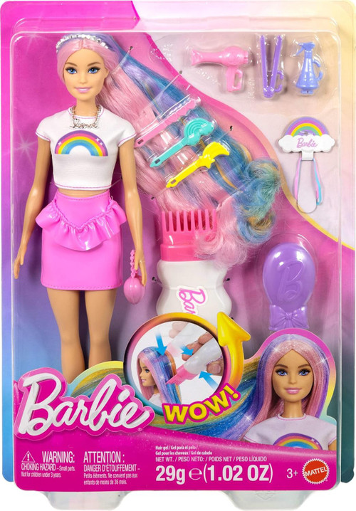 Barbie 13.25-Inch Doll Rainbow Sparkle Hair, Rainbow Top、ToyWiz、kayou
