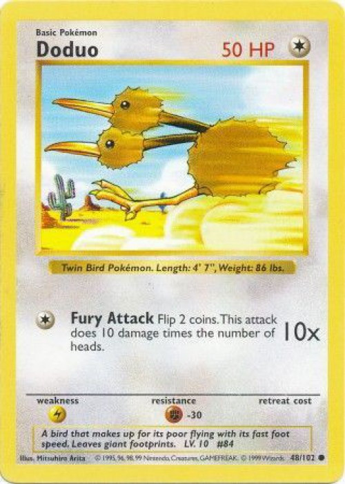 Pokemon Base Set Common Doduo #48 Shadowless Heavily Played、ToyWiz、kayou