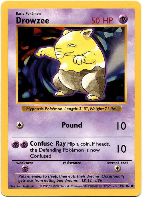 Pokemon Base Set Common Drowzee #49 Shadowless Moderately Played、ToyWiz、kayou