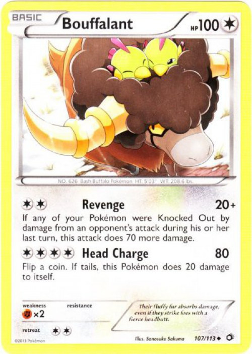 Pokemon Black & White Legendary Treasures Uncommon Bouffalant #107 Reverse Holo、ToyWiz、kayou