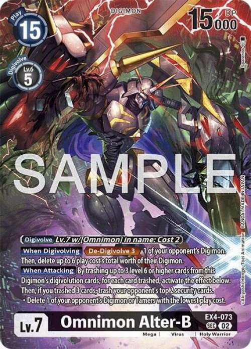 Digimon Trading Card Game Alternative Being Secret Rare Omnimon Alter-B EX4-073 Alternate Art、ToyWiz、kayou