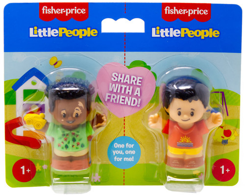 Fisher Price Little People Share with a Friend! Boy with Toy Car & Boy with Beach Shirt 2.7-Inch Figure 2-Pack、ToyWiz、kayou