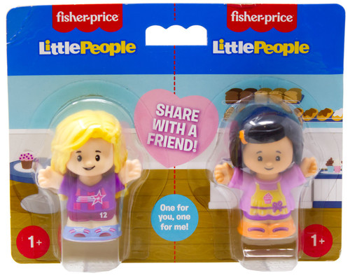 Fisher Price Little People Share with a Friend! Girl in Sports Uniform & Girl in Apron 2.7-Inch Figure 2-Pack、ToyWiz、kayou