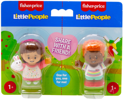Fisher Price Little People Share with a Friend! Girl with Bunny & Boy with Red Hair 2.7-Inch Figure 2-Pack、ToyWiz、kayou