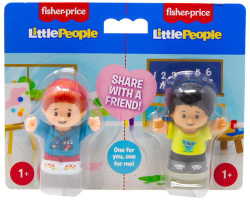 Fisher Price Little People Share with a Friend! Girl with Red Hair & Boy with Monster Shirt 2.7-Inch Figure 2-Pack、ToyWiz、kayou