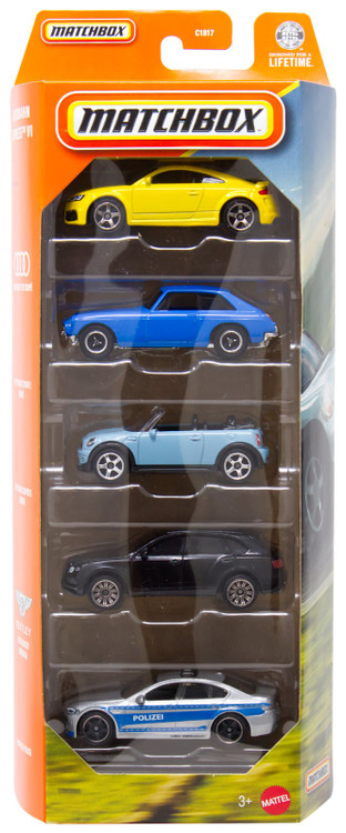 Matchbox Autobahn Express VI Diecast Vehicle 5-Pack 2020 Audi TT RS Coupe, '71 MGB GT Coupe, '10 Mini Cooper S Cabrio, '18 Bentley Bentayga & BMW M5 Police、ToyWiz、kayou