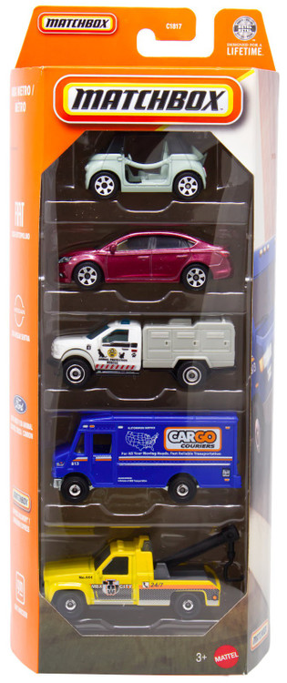 Matchbox MBX Metro Diecast Vehicle 5-Pack '24 Fiat Topolino, '16 Nissan Sentra, '10 Ford F-150 Animal Control Truck, Express Delivery & GMC Wrecker、ToyWiz、kayou