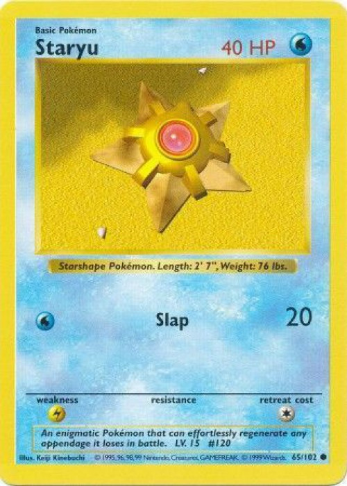 Pokemon Base Set Common Staryu #65 Shadowless Damaged、ToyWiz、kayou