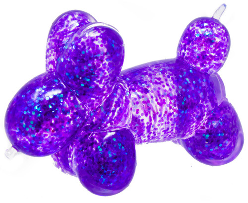 Squish Sparkle Balloon Dog PURPLE 3.5-Inch Squeeze Toy、ToyWiz、kayou