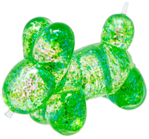 Squish Sparkle Balloon Dog GREEN 3.5-Inch Squeeze Toy、ToyWiz、kayou