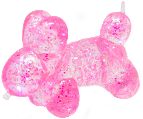 Squish Sparkle Balloon Dog PINK 3.5-Inch Squeeze Toy、ToyWiz、kayou