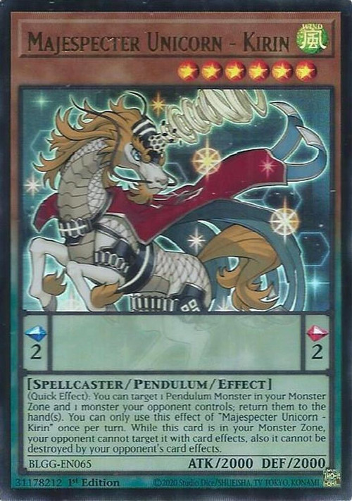 YuGiOh Trading Card Game Battles of Legend: Glorious Gallery Ultra Rare Majespecter Unicorn - Kirin BLGG-EN065、ToyWiz、kayou
