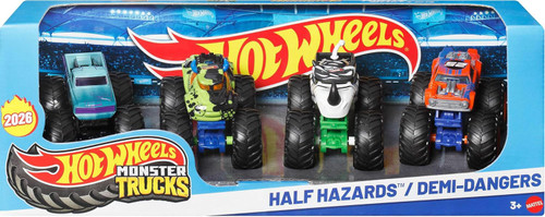 Hot Wheels Monster Trucks Half Hazards Diecast Car 4-Pack、ToyWiz、kayou