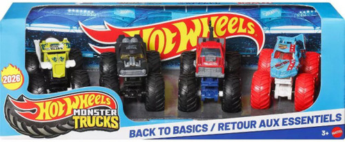 Hot Wheels Monster Trucks Back to Basics Diecast Car 4-Pack、ToyWiz、kayou