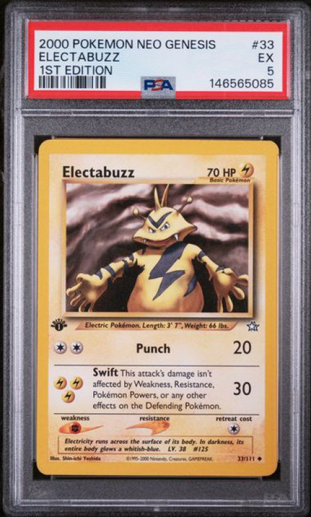 Nintendo Pokemon Neo Genesis Uncommon Electabuzz #33 1st Edition PSA 5、ToyWiz、kayou