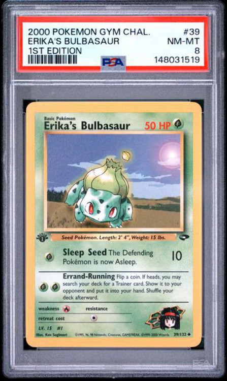 Nintendo Pokemon Gym Challenge Uncommon Erik'as Bulbasaur #39 1st Edition PSA 8、ToyWiz、kayou