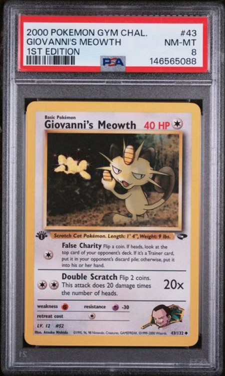 Nintendo Pokemon Gym Challenge Uncommon Giovanni's Meowth #43 1st Edition PSA 8、ToyWiz、kayou