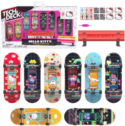 Tech Deck Hello Kitty Fingerboards Sk8shop Collab Pack Mini Skateboard 8-Pack、ToyWiz、kayou