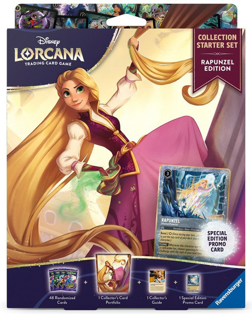 Disney Lorcana Trading Card Game Rapunzel Starter Set Collection 4 Packs, Portfolio & Promo Card、ToyWiz、kayou