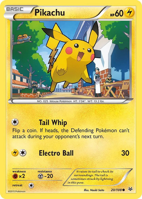 Pokemon Trading Card Game XY Roaring Skies Common Pikachu #20 Reverse Holofoil Moderately Played、ToyWiz、kayou