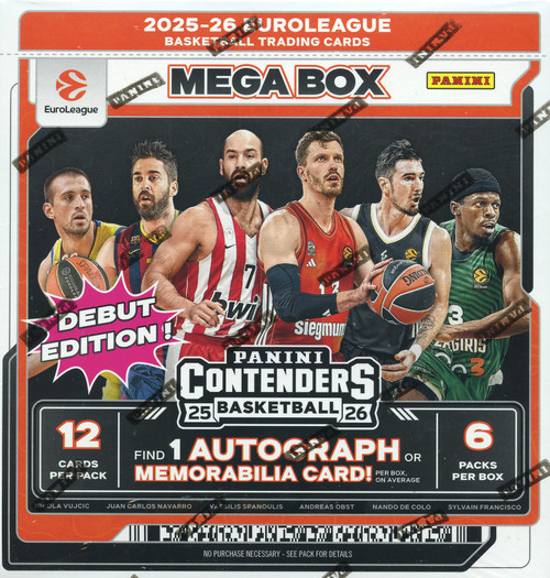 Euroleague Basketball Panini 2025-26 Contenders Basketball Trading Card MEGA Box 6 Packs, Debut Edition、ToyWiz、kayou