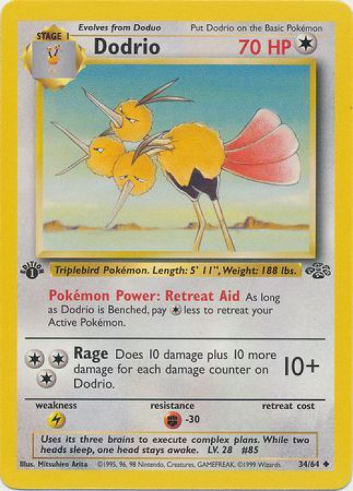 Pokemon Jungle Uncommon Dodrio #34 1st Edition Moderately Played、ToyWiz、kayou