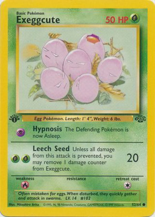 Pokemon Jungle Common Exeggcute #52 1st Edition Moderately Played、ToyWiz、kayou