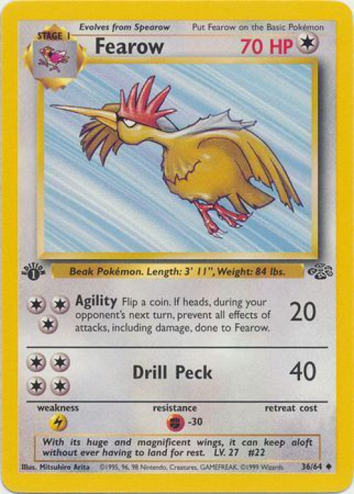 Pokemon Jungle Uncommon Fearow #36 1st Edition Heavily Played、ToyWiz、kayou