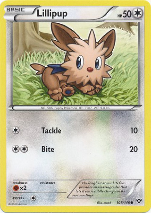 Pokemon Trading Card Game XY Base Set Common Lillipup #108 Reverse Holo Lightly Played、ToyWiz、kayou
