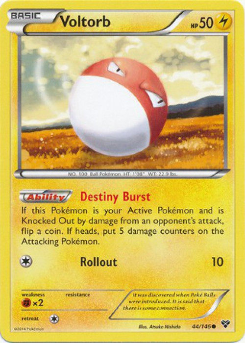 Pokemon Trading Card Game XY Base Set Common Voltorb #44 Moderately Played、ToyWiz、kayou