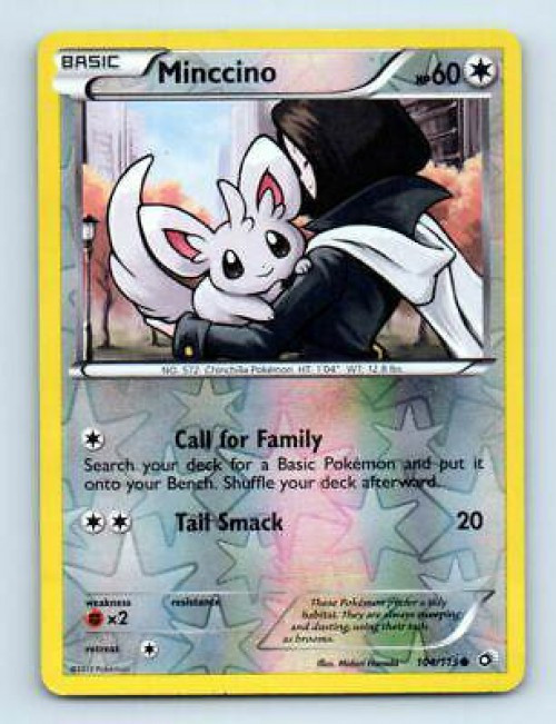 Pokemon Black & White Legendary Treasures Reverse Holo Minccino #104 Lightly Played、ToyWiz、kayou