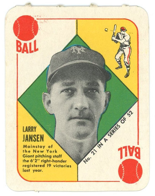 MLB 1951 Topps Baseball Larry Jansen #21 Red Back Excellent、ToyWiz、kayou