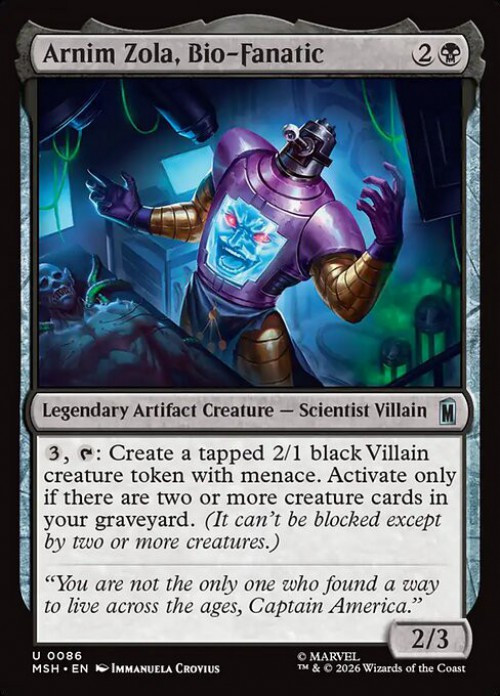 MtG Marvel Super Heroes Uncommon Arnim Zola, Bio-Fanatic #86、ToyWiz、kayou