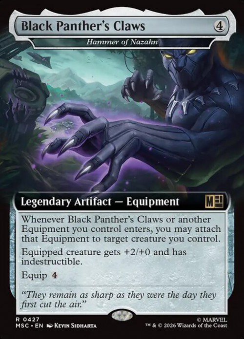 black panther mtg card Magic The Gathering Marvel Super Heroes Commander Single Card Rare Black  Panthers Claws 427 Extended Art