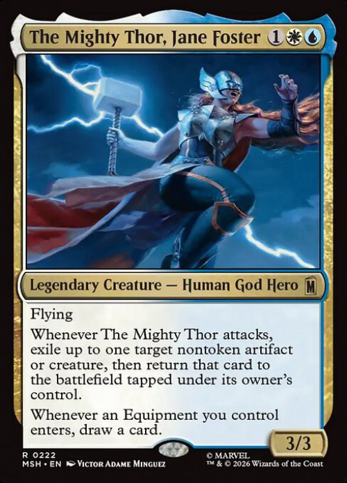 thor mtg card Marvel Super Heroes Mythic Rare Thor, God of Thunder #369 [Borderless Logo] When Mjlnir enters Magic The Gathering Marvel Super
