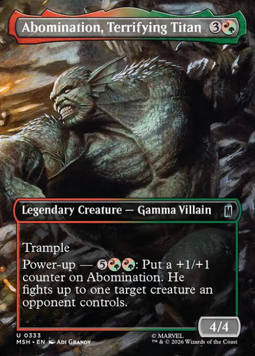 MtG Marvel Super Heroes Uncommon Abomination, Terrifying Titan #333 Borderless Scene FOIL、ToyWiz、kayou
