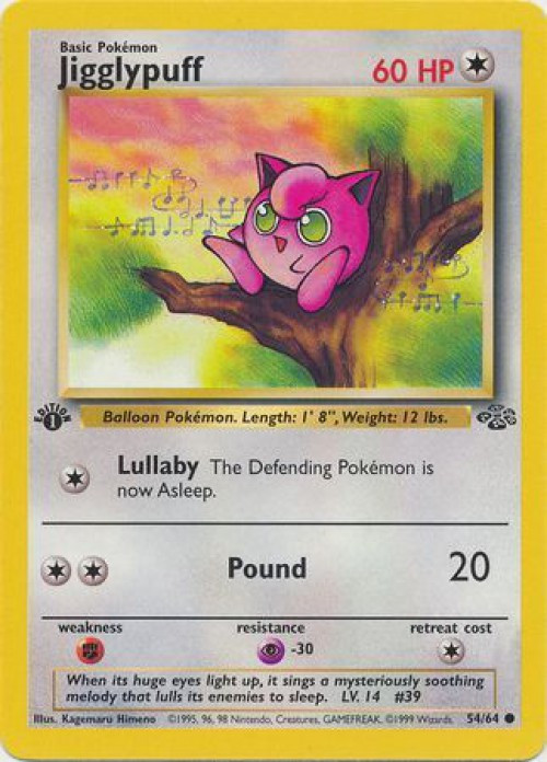 Pokemon Jungle Common Jigglypuff #54 1st Edition Moderately Played、ToyWiz、kayou