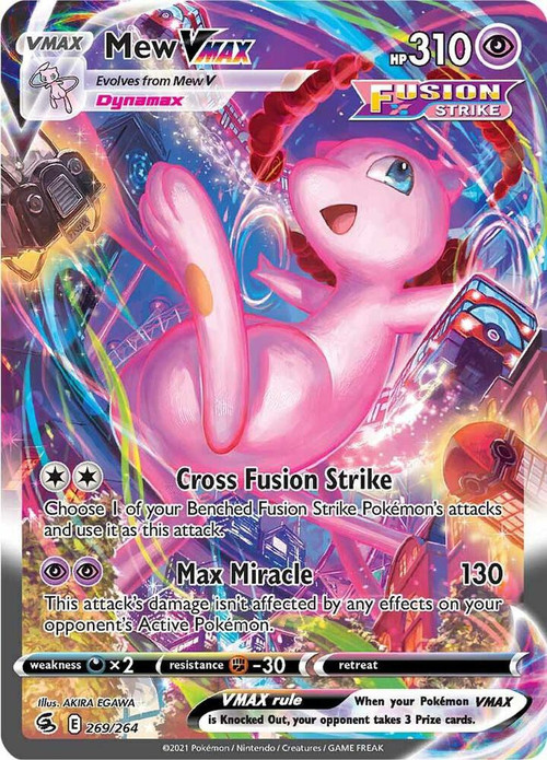 Pokemon Trading Card Game Sword & Shield Fusion Strike Secret Rare Mew VMAX #269 Alternate Art Damage Damage、ToyWiz、kayou