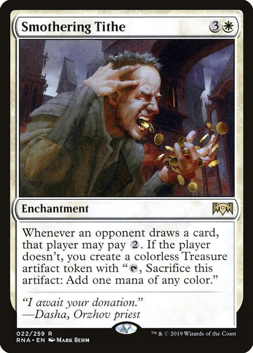 MtG Trading Card Game Ravnica Allegiance Rare Smothering Tithe #22 Lightly Played、ToyWiz、kayou