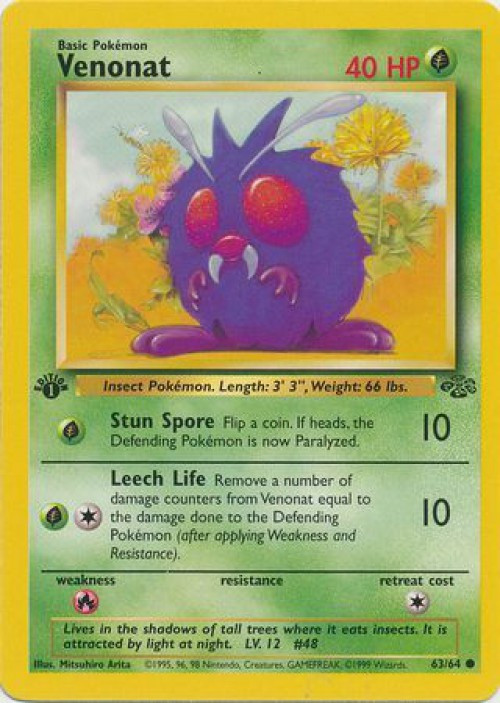 Pokemon Jungle Common Venonat #63 1st Edition Lightly Played、ToyWiz、kayou