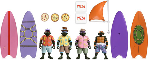 NECA Teenage Mutant Ninja Turtles Cartoon Bodacious Beach Bros. Leonardo, Raphael, Michelangelo & Donatello Action Figure 4-Pack、ToyWiz、kayou