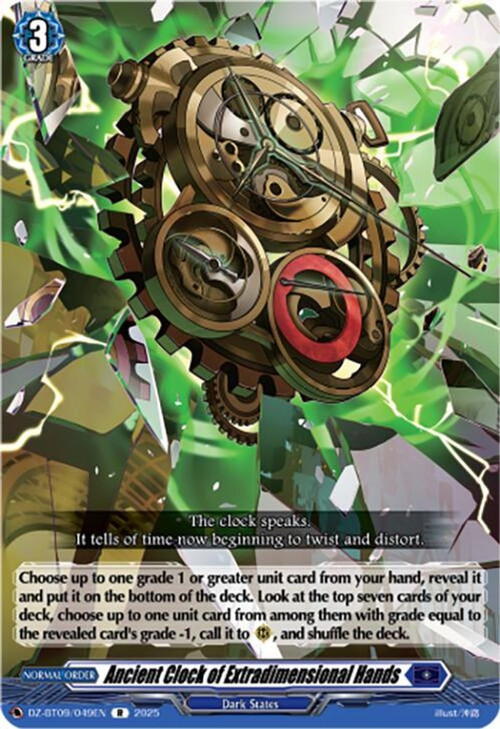Cardfight Vanguard Trading Card Game Super Brave Detonation Rare Ancient Clock of Extradimensional Hands DZ-BT09/049EN、ToyWiz、kayou