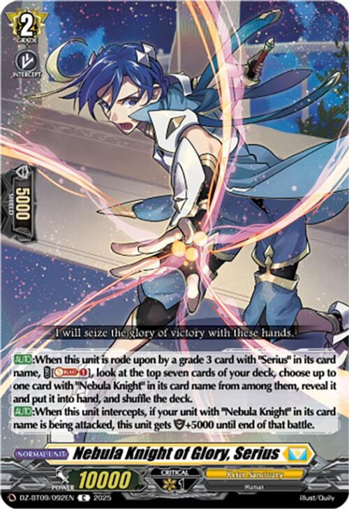 Cardfight Vanguard Trading Card Game Super Brave Detonation Common Nebula Knight of Glory, Serius DZ-BT09/092EN、ToyWiz、kayou