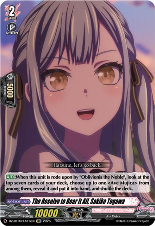 Cardfight Vanguard Trading Card Game Super Brave Detonation EXRRR The Resolve to Bear It All, Sakiko Togawa DZ-BT09/EX16EN、ToyWiz、kayou
