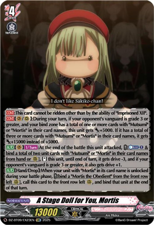 Cardfight Vanguard Trading Card Game Super Brave Detonation EXC A Stage Doll for You, Mortis DZ-BT09/EX23EN、ToyWiz、kayou