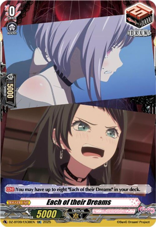 Cardfight Vanguard Trading Card Game Super Brave Detonation EXC Each of their Dreams DZ-BT09/EX38EN、ToyWiz、kayou