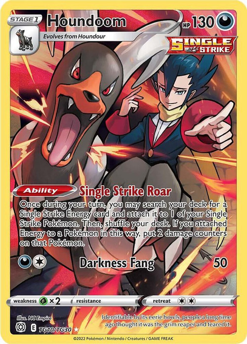 Pokemon Trading Card Game Sword & Shield Brilliant Stars Ultra Rare Houndoom TG10 Trainer Gallery Damaged、ToyWiz、kayou