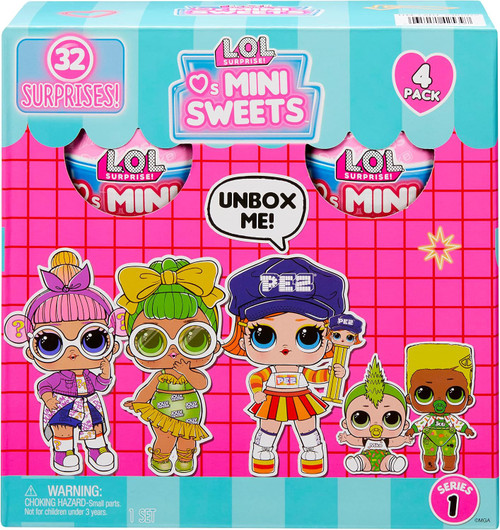 LOL Surprise Loves Mini Sweets Jolly Rancher, Pez, Mike & Ikes, Dum Dums Mystery 4-Pack 32 Surprises!、ToyWiz、kayou