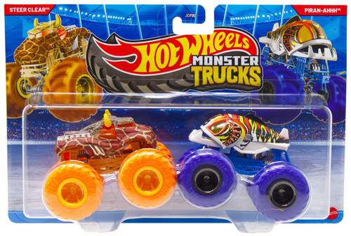 Hot Wheels Monster Trucks Demolition Doubles Steer Clear & Pirah-Ahhh Diecast Car 2-Pack、ToyWiz、kayou