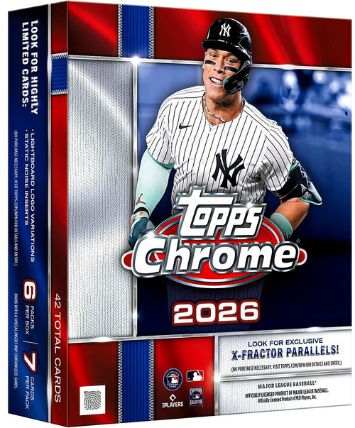 MLB Topps 2026 Chrome Baseball Trading Card MEGA Box 6 Packs、ToyWiz、kayou